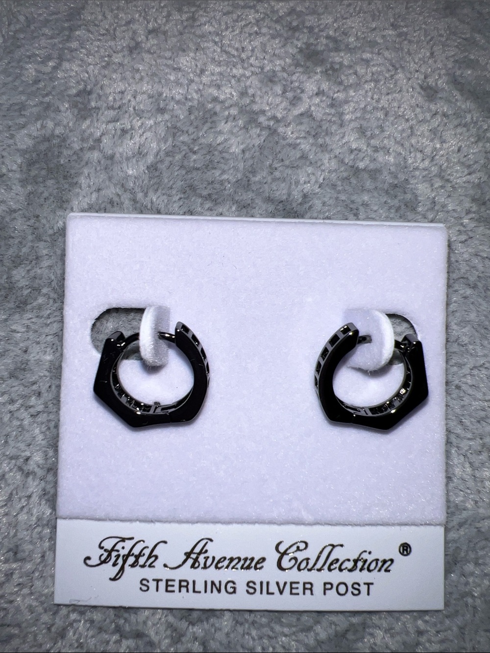 Black  Hematite Huggie Hoop Earrings